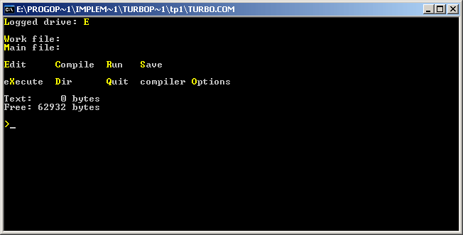 Turbo Pascal 1.0: main menu
