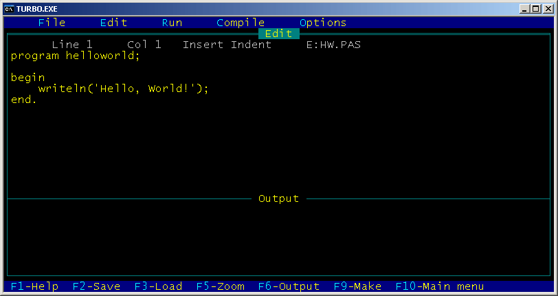 Turbo Pascal 4.0: general view