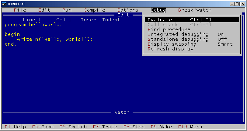 Turbo Pascal 5.5 screenshot