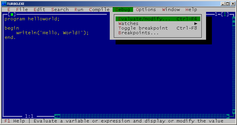 variables en turbo pascal