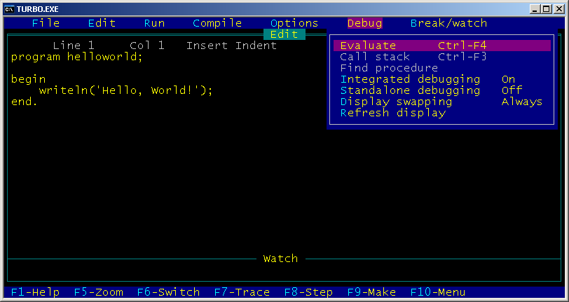 Turbo Pascal 5.0 screenshot