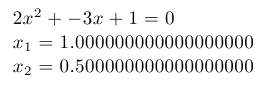 Quadratic equation: document generated by TeX example program